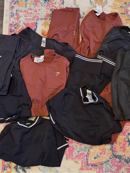 Gymshark Tops - Gymshark Rust and Black Activewear Set